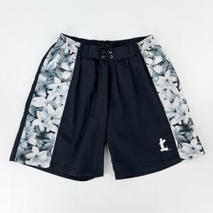 Disney Store Black Floral Drawstring Swim Trunks Board Shorts Swimsuit Bottoms